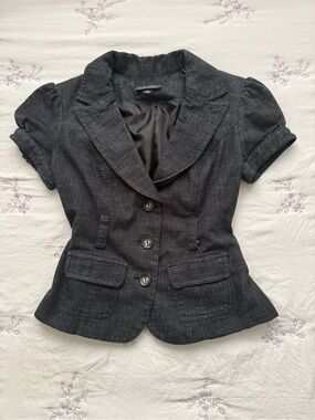 Byer California Black Short-Sleeve Fitted Blazer